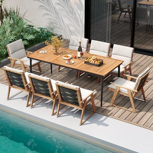 Tangkula 79" Acacia Wood Outdoor Dining Table, Rectangular Patio Table - Image 3