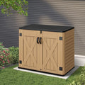 YITAHOME Outdoor Resin Storage Sheds with X-Shaped Lockable Door, 39 in Height Lockable Waterproof Horizontal Shed w/o Shelf, Easy to Assemble Shed Storage for Garden Tools, Brown by YITAHOME