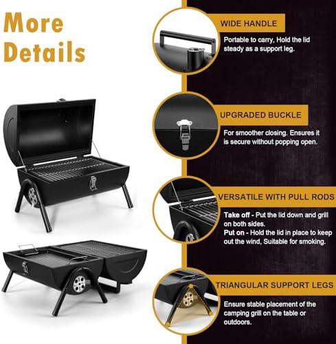Joyfair Portable Charcoal Grill, Small Outdoor Camping Tabletop BBQ Grills - Image 3