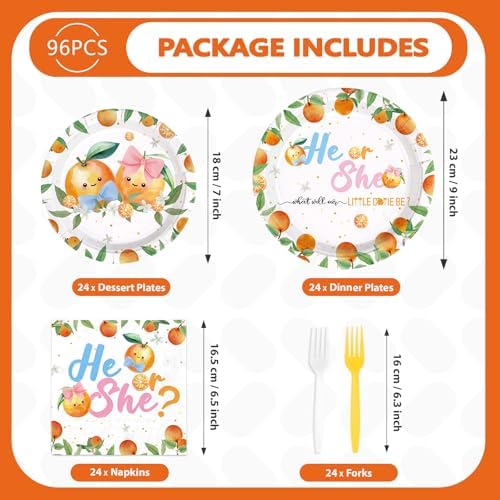 96 Pcs Little Cutie Gender Reveal Party Decorations, Serves 24 - Image 5