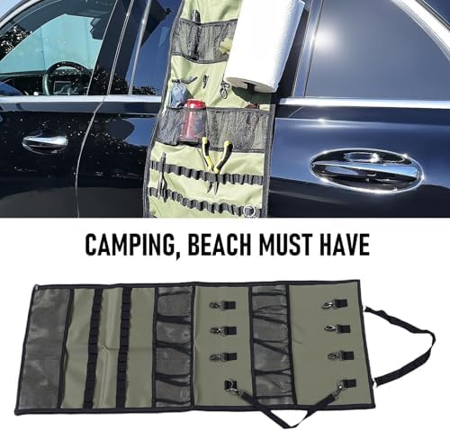 Camping Hanging Organizer, 600D Oxford Cloth Waterproofing Tear Proof Storage Bag with 8 Hooks 8 Mesh Pockets 28 Loops, for Camping Picnic BBQ Kitchen Bathroom - Image 3
