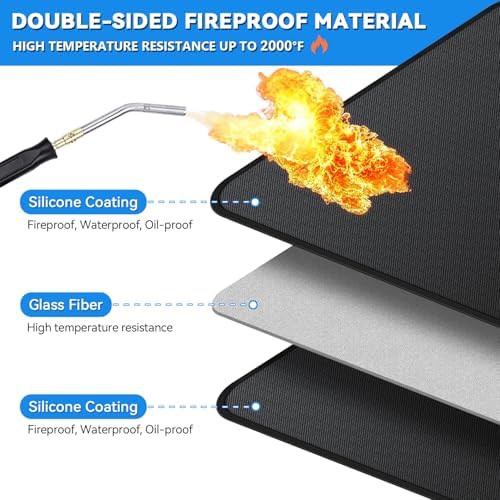 Large 75 x 40 inch Under Grill Mats for Outdoor Grill, Double-Sided Fireproof Deck Patio Protector Mat, Waterproof Oil-Proof BBQ Floor Pad Indoor Fire Pit Fireplace Mat - Image 4