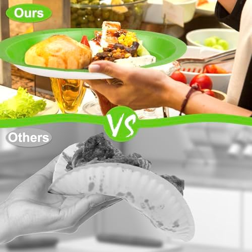 QZYL 50 Pcs Party Decorations, 12.2'' X 10.2'' Oval Large Paper Plates, Lime Green Disposable Paper Plate Heavy Duty Daily Dinner Plates for Birthday Party Wedding Picnic Holiday - Image 4