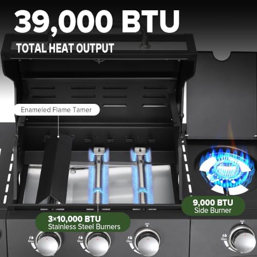 3-Burner Propane Gas Grill and Griddle Combo with Side Burner - Image 4