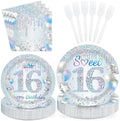 96Pcs Sweet Sixteen Birthday Party Decorations for 16th Birthday Serves 24 by Greencian