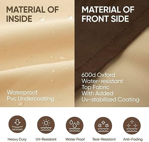Loriano 3-Seater Patio Furniture Covers, 100% Waterproof for Outdoor Sofa, Loveseat, Seat, Couch, Heavy Duty 600D Oxford Fabric, Premium Pvc Coating For Sun Fade Resistance 83"W x 40"D x 30"H - Image 4