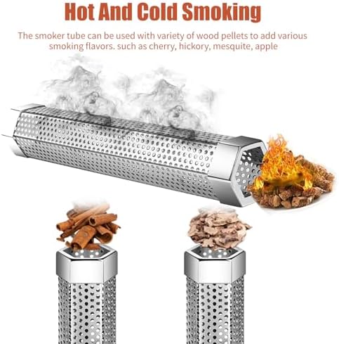 Pellet Smoker Tube,304 Premium Stainless Steel Smoke Tube,12'' Smoker Tube for Pellet Grill and Smoker with Brush -Hot or Cold Smoking Accessories - Image 2