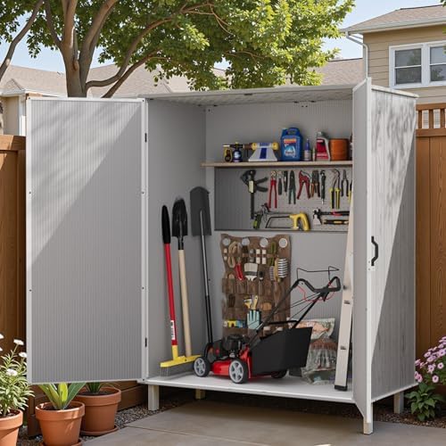 Patiowell 5X3 FT Plastic Outdoor Storage Shed with Floor, Resin Garden Shed - Image 2