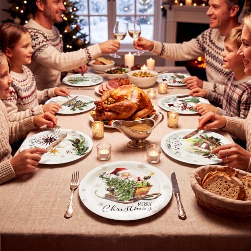 Rtteri 100 Pcs Christmas Paper Plates Disposable 9 Inch Santa Tree Plate - Image 6
