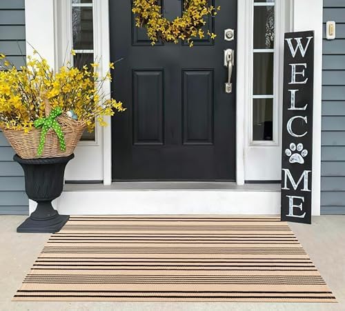 Fall Front Door Mats Outdoor 2.3'x3.6'Black and Tan Front Porch Rug - Image 4