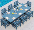 SERWALL 9Pcs 84" HDPE Outdoor Dining Set for 8 with Armchairs,Blue by SERWALL