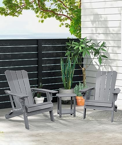 Adirondack Square Outdoor Side Table,2-Tier Storage Patio Side Table, HDPE End Tables for Backyard Pool Porch Garden Lawn (Pack of 2) - Image 7