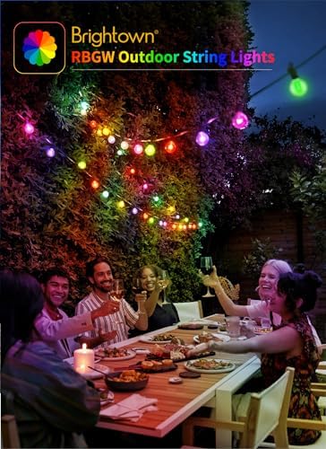 Brightown Outdoor String Lights 29 Feet G40 LED Patio Lights, RGB, Remote - Image 7