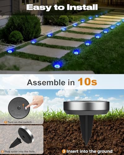 btfarm 4 Pack Solar Lights Outdoor Waterproof, 8 LED Solar Ground Lights - Image 4