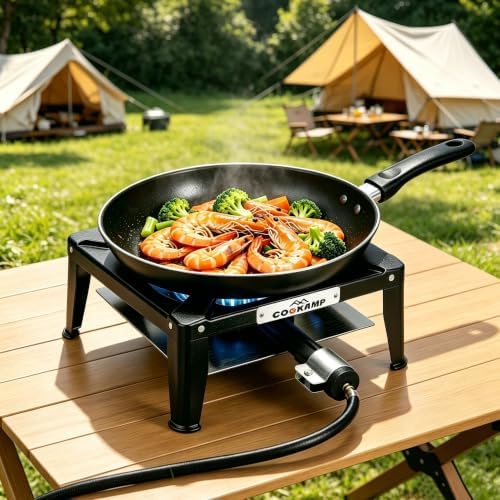 COOKAMP Portable Camp Stove Propane, Outdoor Gas Burner with Cast Iron Burner & Steel Construction, Ideal for Wok, Gas Grill & Outdoor Cooking.SA1220 - Image 4