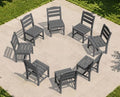 KINGYES Outdoor Armless Dining Chairs Set of 8,HDPE Patio Chairs,Grey by KINGYES