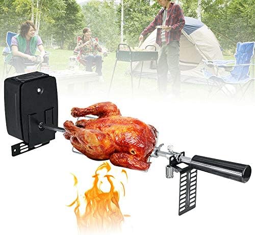 Stainless Steel Rotisserie kit,Rotisserie Grill with Motor,Spout Lever,Fork,Easy to Install for Carrying Picnic,Camping,BBQ and Even Campfire - Image 4
