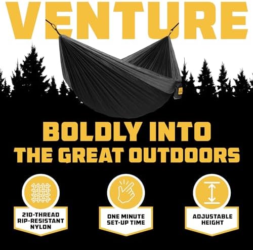 Wise Owl Outfitters Hammock for Camping Single Hammocks Gear for The Outdoors Backpacking Survival or Travel - Portable Lightweight Parachute Nylon SO Black & Grey - Image 3