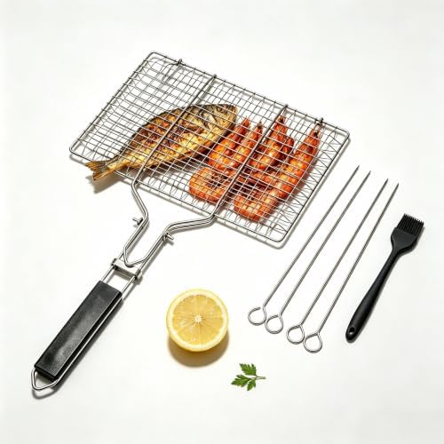 Fish Grilling Basket, Stainless Steel Fish Grill Basket, For Outdoor Grill by Unknown