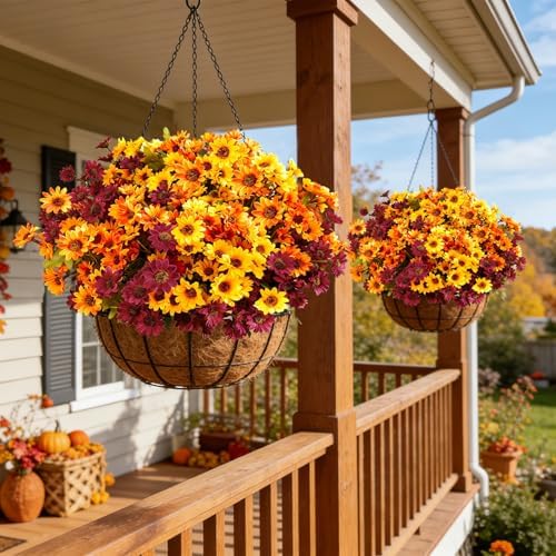 24Pcs Fake Flowers Artificial Mums for Outdoors,UV Resistant Faux Mums for Outdoor Planters Realistic Daisy No Fade Fall Flowers for Front Door Garden Patio Yard Autumn Decor - Image 4