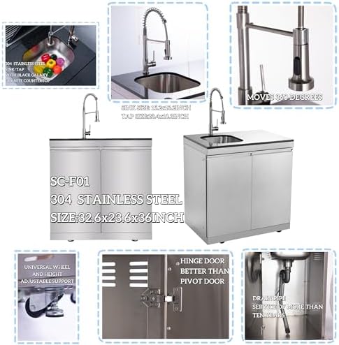 98" Outdoor Kitchen Island 4-Burner Propane Grill Refrigerator Sink, Silver - Image 7