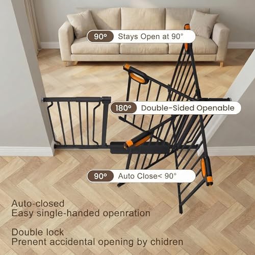 76.4-85.5 Inch Extra Wide Baby Gate Pressure Mounted for Stairs Doorways - Image 2