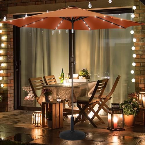 Blissun 9 ft Solar Umbrella with 32 LED Lights for Garden, Deck, Backyard (Rust) - Image 6