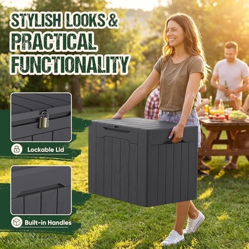 Devoko 29 Gallon Deck Box, Waterproof Resin Outdoor Storage Box - Image 2