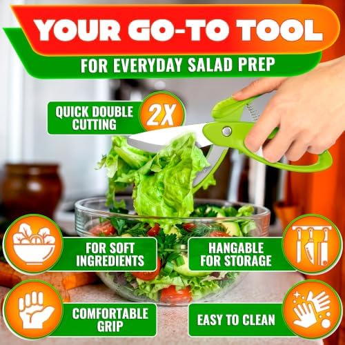 Salad Scissors for Chopped Salad, 8.9" Stainless Steel, In-Bowl - Image 4