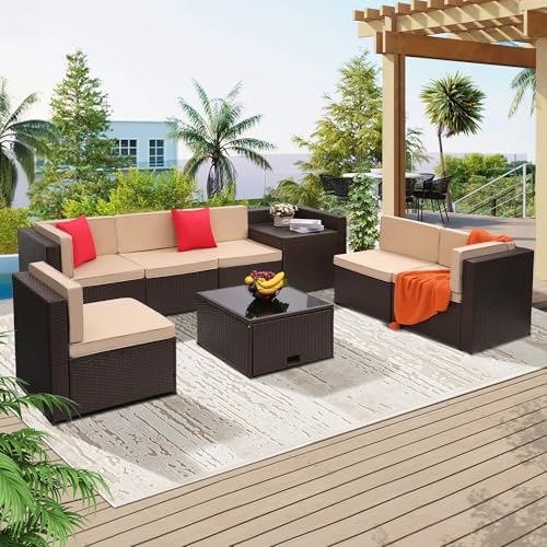 KROFEM 8 Piece Patio Furniture Set, Outdoor Modular Conversation Set by KROFEM