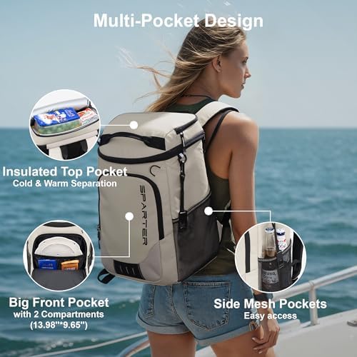 SPARTER Backpack Cooler Insulated 33/49 Can Leakproof Waterproof Bag Beach - Image 4