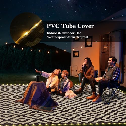SAND MINE Reversible Mats with Led Strip Lights, Plastic Straw Rug, Modern Area Rug, Large Floor Mat for Outdoors, Patio, Backyard, Deck, Picnic, Camping, Black & Beige, 8' x 10' - Image 6