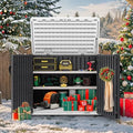 YITAHOME Outdoor Resin Storage Sheds with X-Shaped Lockable Door, 39 in Height Lockable Waterproof Horizontal Shed w/o Shelf, Easy to Assemble Shed Storage for Garden Tools, Dark Gray by YITAHOME