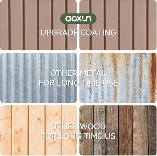 Aoxun 8x6 FT Metal Outdoor Steel Shed w/Base Brown - Image 2