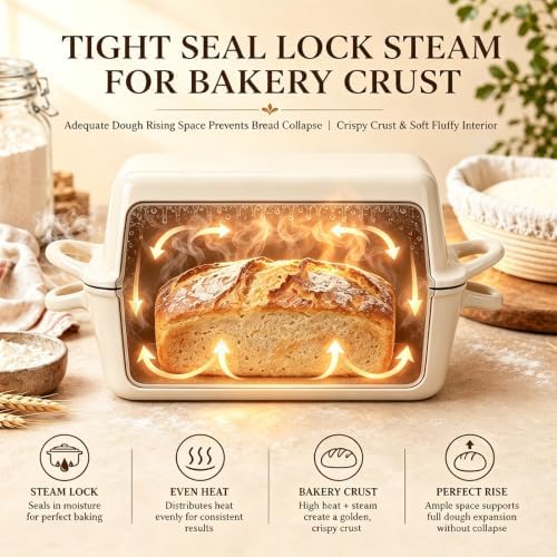 2-in-1 Enameled Cast Iron Dutch Oven, 5 Qt Sourdough Bread Oven with Lid - Image 3