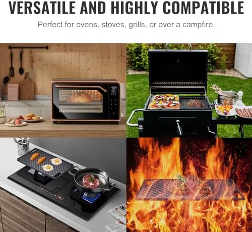 VEVOR Reversible Grill/Griddle, 17x10'' Pre-Seasoned Cast Iron Griddle - Image 6