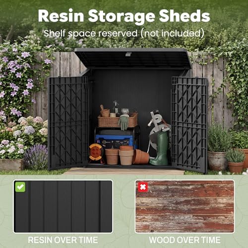 LHBcraft Outdoor Storage Cabinet 36 Cu Ft, Portable Horizontal Storage Shed with Lockable Doors, Easy to Assemble, Waterproof Outdoor Storage Box for Backyards - Image 4