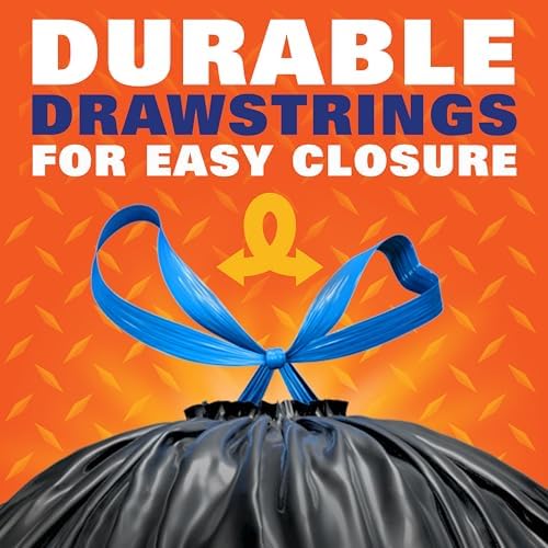 Hefty Strong 30 Gallon Trash Bags with Drawstrings, Black, Unscented, 28ct - Image 5