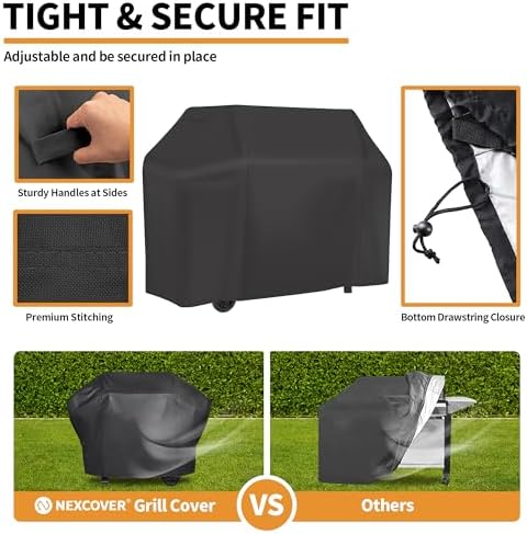 NEXCOVER Gas Grill Cover- 65" Waterproof BBQ Cover, UV Resistant Barbecue Cover, Easy On & Off, Fade Resistant & Dustproof Barbeque Smoker Cover for Brinkmann Char-Broil Weber Nexgrill and More. - Image 3