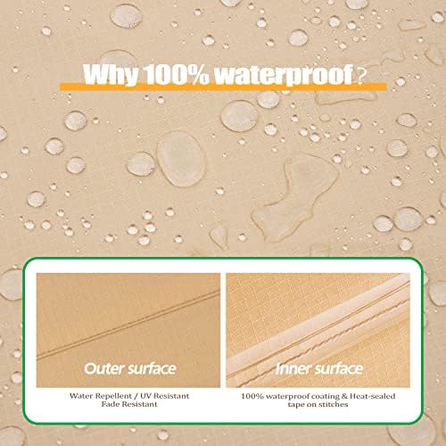 F&J Outdoors Patio Furniture Covers, Beige, 86"W x 44"D x 27.5"H - Image 5