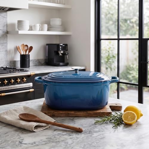 EDGING CASTING Enameled Cast Iron Oval Dutch Oven, 6QT, Lake Blue - Image 3