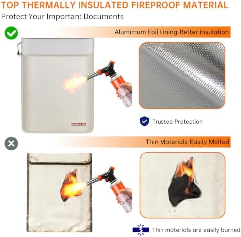 DocSafe Fireproof Document Bag Set(5200℉) - 8 Layers Heat Insulated,Beige - Image 3