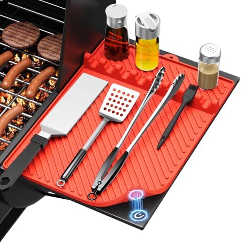 Silicone Griddle Mat for Blackstone - Magnetic Silicone Grill Tools Mat for Blackstone Accessories, Side Shelf Spatula Utensil Mats with Drip Pad for Outdoor BBQ Grill Kitchen Countertop (2-Pack) by Protebox