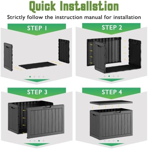 Outdoor Storage Waterproof Deck Box for Patio (52 Gallon, Black) - Image 5
