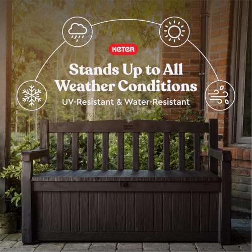 Keter Solana 70 Gal Outdoor Storage Bench for Patio and Pool Accessories - Image 4