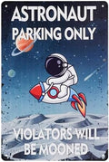 Astronaut Parking Only Fun Metal Sign, Space Themed Poster by WelcometoLUCDNC