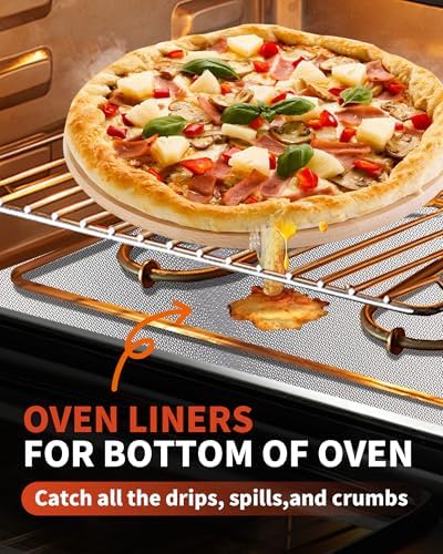 Oven Liners for Bottom of Oven - 4 Pack Large Heavy Duty Oven Mats, 17"x 25" Reusable Matt Liner for Electric, Gas, Toaster Ovens & Grills, BPA & PFOA Free, Kitchen Essentials, Silver - Image 2