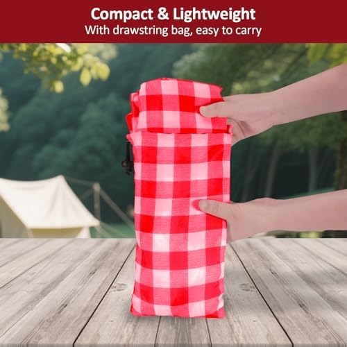 7ft 84in Picnic Table and Bench Cover, 3 Pack, Red-White Checkered - Image 6
