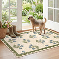 Floral Outdoor Rug - 28" x 43" Front Door Mat Indoor Outside Entrance Non-Slip Washable Outdoor Mat Sage Blue Spring Scalloped Rug for Entryway Kitchen Bedroom Layered Doormat for Front Porch by Othilic
