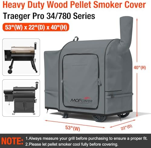 Foldable Grill Cover for Traeger Pro 34/780 Series, Waterproof 600D Heavy Duty Wood Pellet Smoker Cover, Fade＆Tear Resistant Pellet Grill Cover for Texas Elite 34 700/600/550,Gray - Image 5